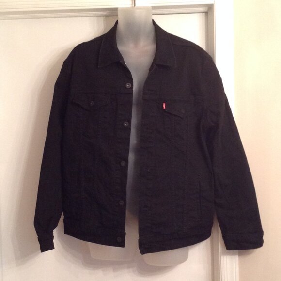 Classic Black Men's Levis Jean Denim Button Up Trucker Jacket XL - Picture 1 of 7